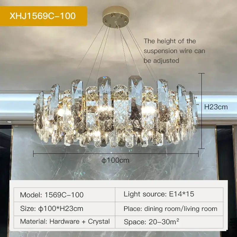 Modern gold crystal led chandelier for dining room