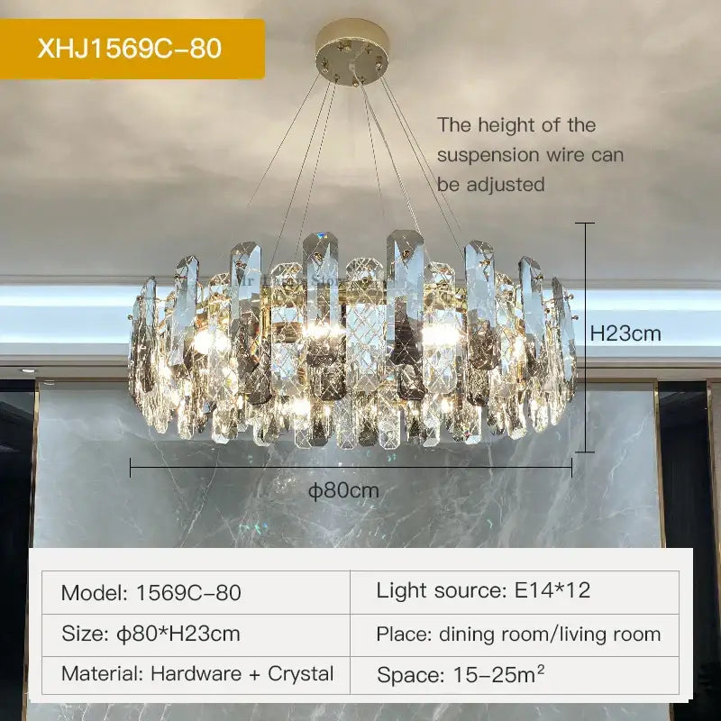 Modern gold crystal led chandelier for dining room