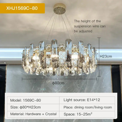 Modern gold crystal led chandelier for dining room