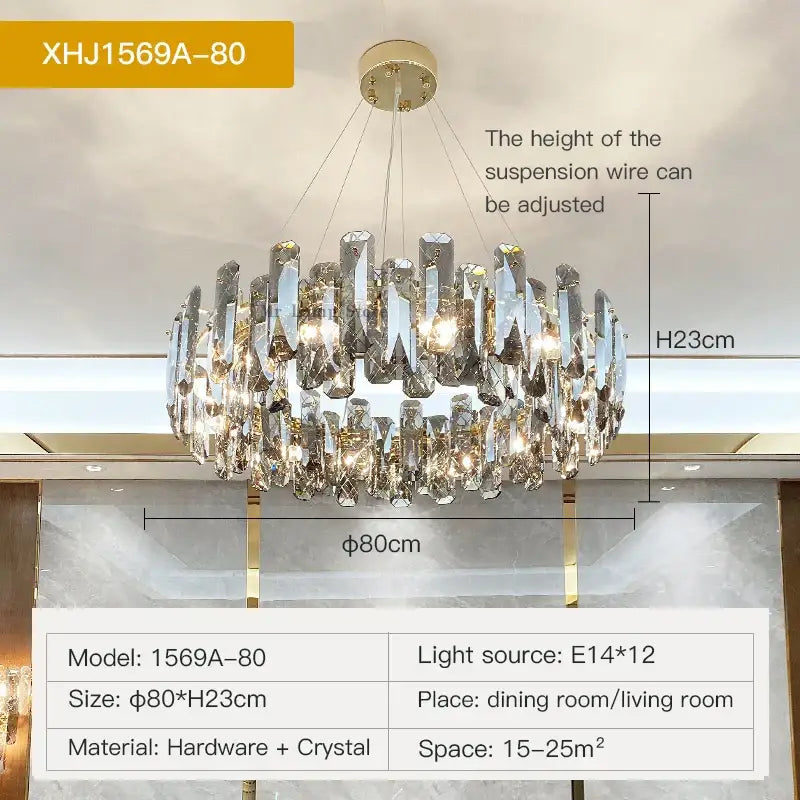 Modern gold crystal led chandelier for dining room