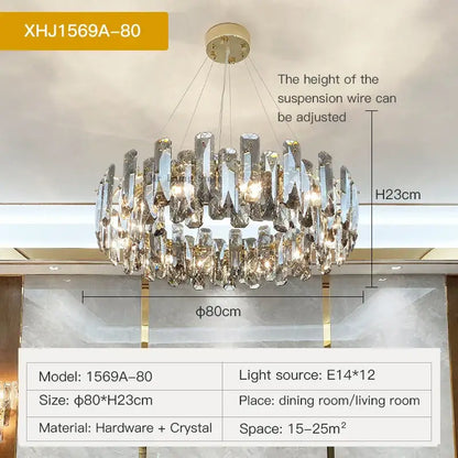 Modern gold crystal led chandelier for dining room