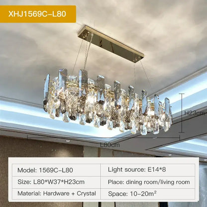 Modern gold crystal led chandelier for dining room