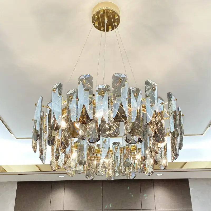 Modern gold crystal led chandelier for dining room