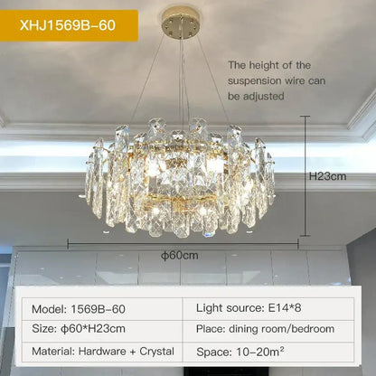 Modern gold crystal led chandelier for dining room