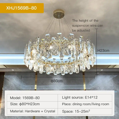 Modern gold crystal led chandelier for dining room