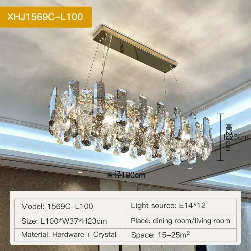Modern gold crystal led chandelier for dining room