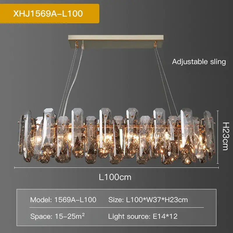 Modern gold crystal led chandelier for dining room
