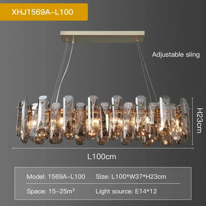 Modern gold crystal led chandelier for dining room