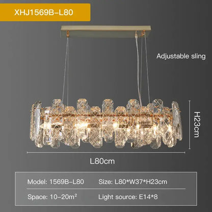 Modern gold crystal led chandelier for dining room