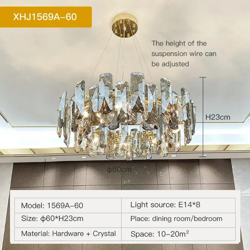 Modern gold crystal led chandelier for dining room