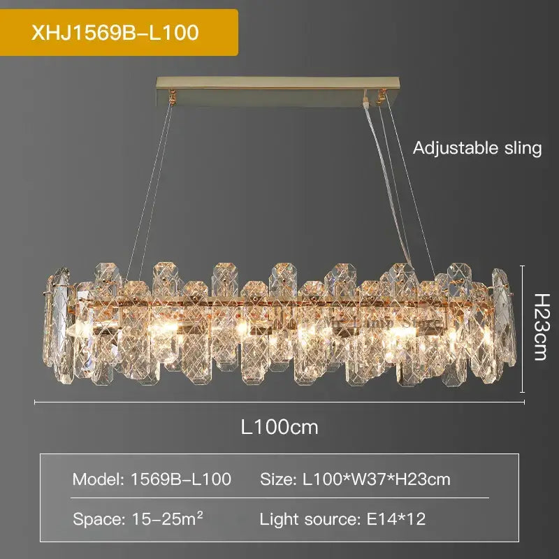Modern gold crystal led chandelier for dining room