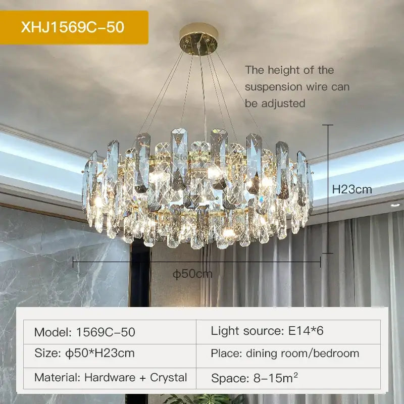 Modern gold crystal led chandelier for dining room