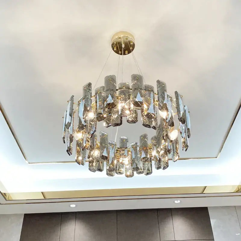 Modern gold crystal led chandelier for dining room