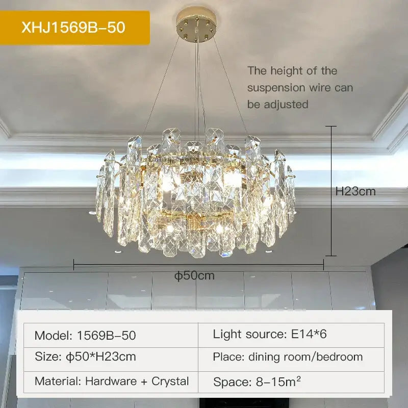 Modern gold crystal led chandelier for dining room