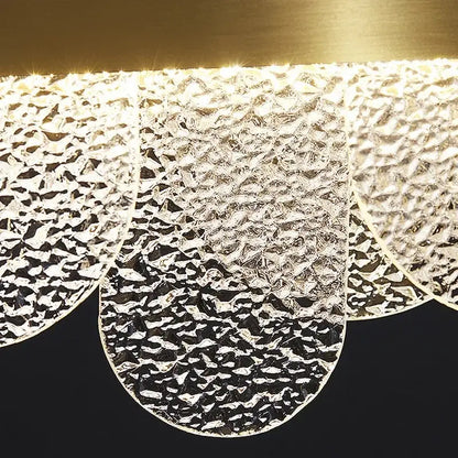 Modern gold crystal led chandelier living room frosted glass petals