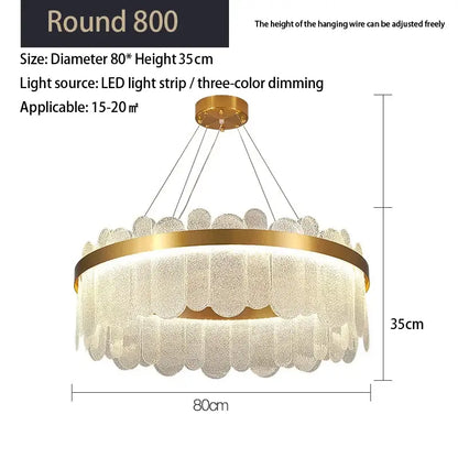 Modern gold crystal led chandelier living room frosted glass petals