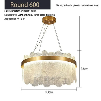Modern gold crystal led chandelier living room frosted glass petals