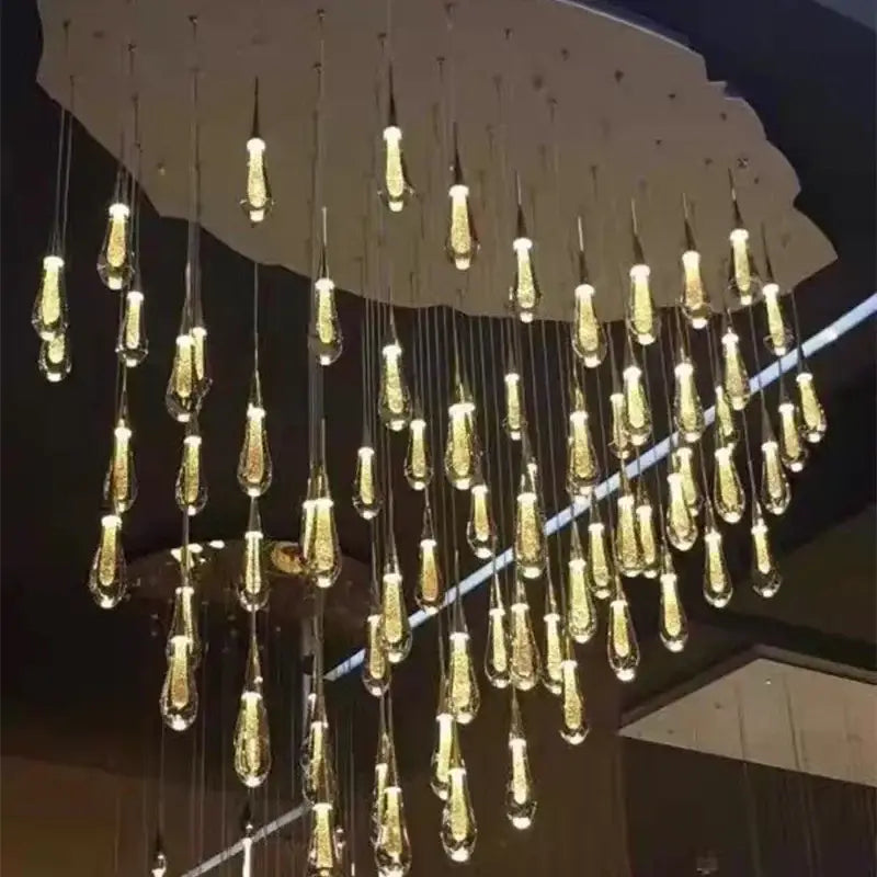 Modern gold crystal led chandelier teardrop pendant light dining room