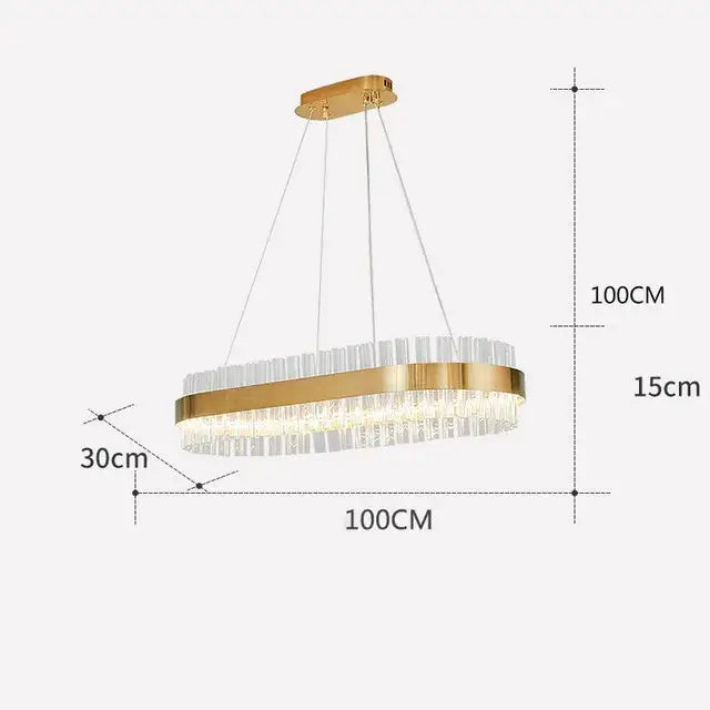 Modern gold crystal led circle pendant – living room chandelier