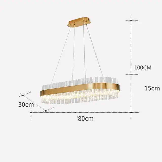 Modern gold crystal led circle pendant – living room chandelier