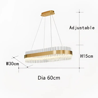 Modern gold crystal led circle pendant – living room chandelier