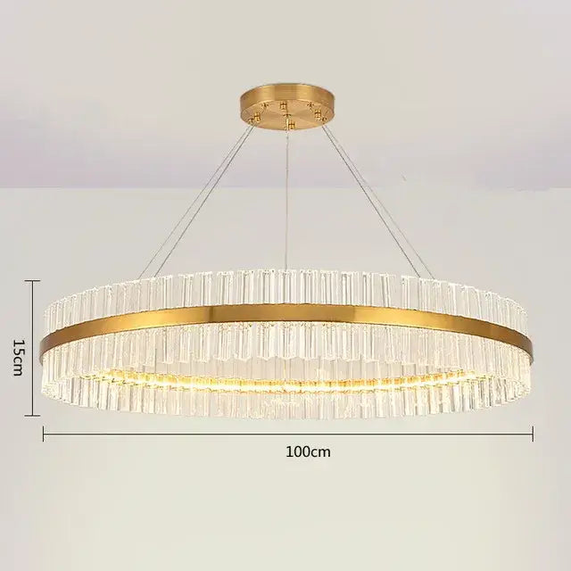 Modern gold crystal led circle pendant – living room chandelier