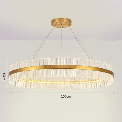 Modern gold crystal led circle pendant – living room chandelier