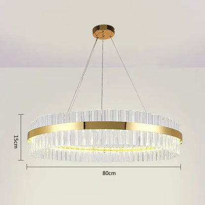 Modern gold crystal led circle pendant – living room chandelier