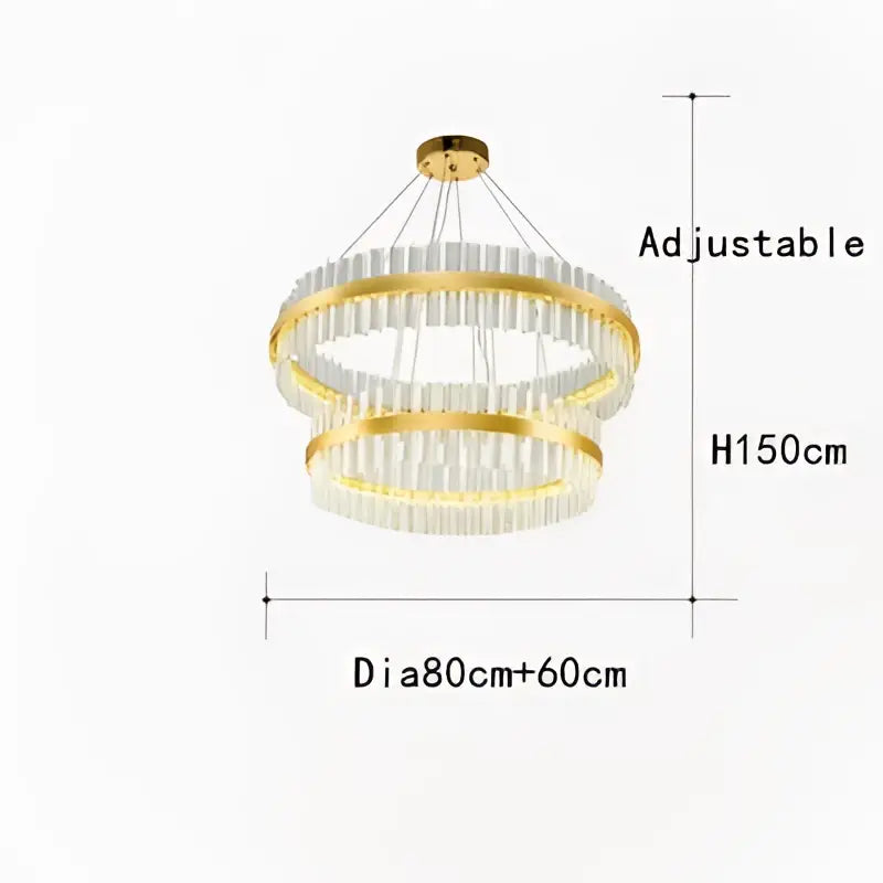 Modern gold crystal led circle pendant – living room chandelier