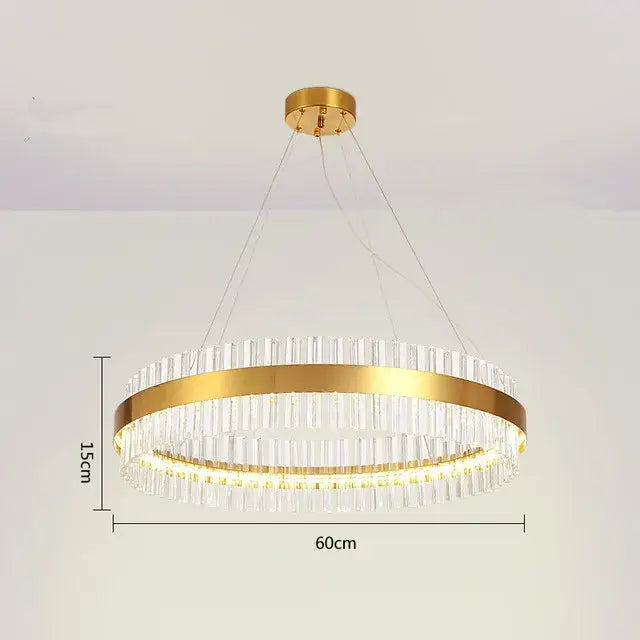 Modern gold crystal led circle pendant – living room chandelier
