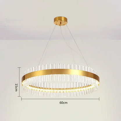Modern gold crystal led circle pendant – living room chandelier