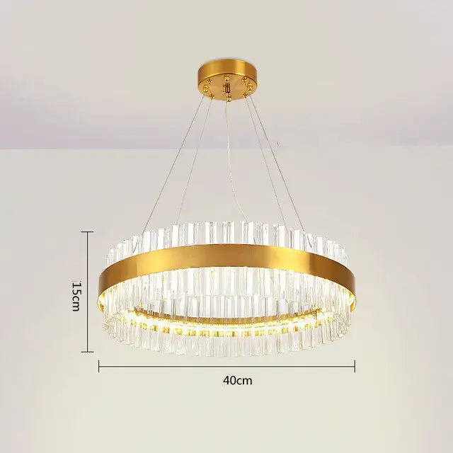Modern gold crystal led circle pendant – living room chandelier
