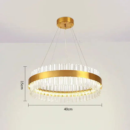 Modern gold crystal led circle pendant – living room chandelier