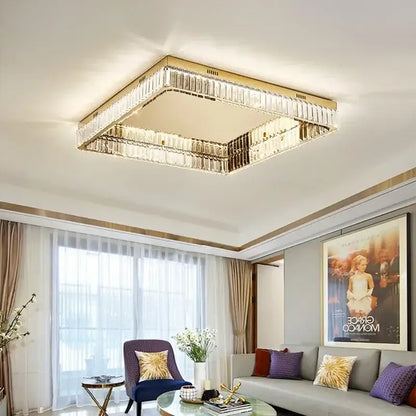 Modern gold crystal led dimmable ceiling lights living room fixture