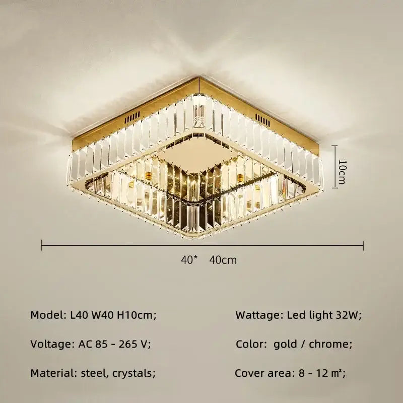 Modern gold crystal led dimmable ceiling lights living room fixture