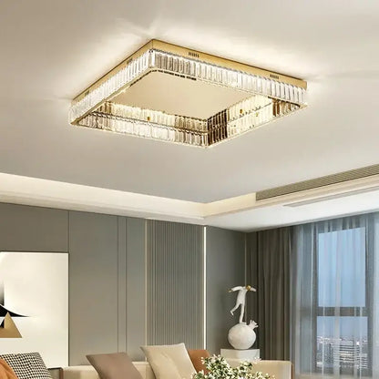 Modern gold crystal led dimmable ceiling lights living room fixture