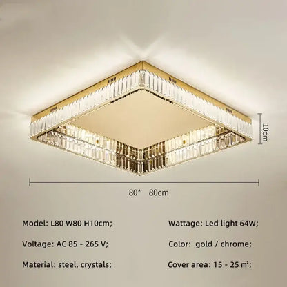 Modern gold crystal led dimmable ceiling lights living room fixture