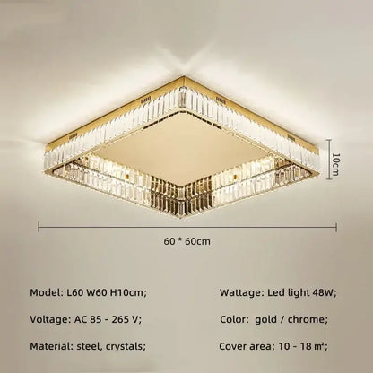 Modern gold crystal led dimmable ceiling lights living room fixture