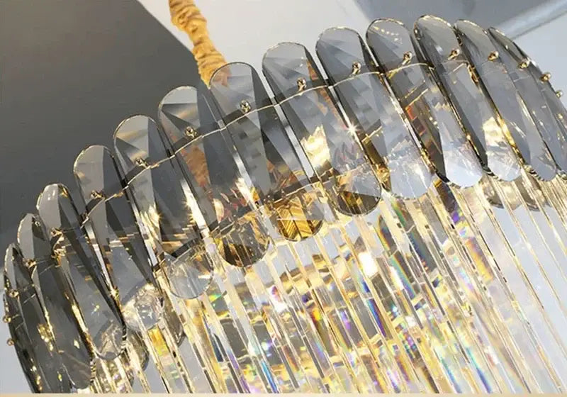 Modern gold crystal led pendant chandelier dining room
