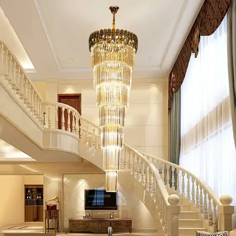 Modern gold crystal led pendant chandelier dining room