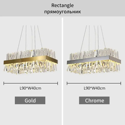 Modern gold crystal led pendant chandelier for dining room