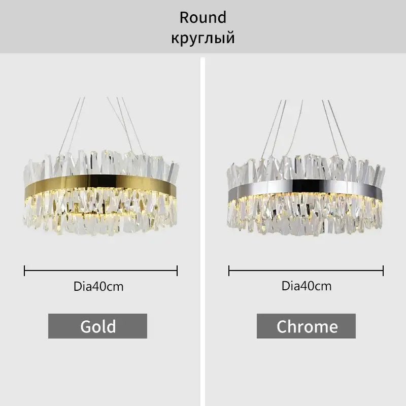 Modern gold crystal led pendant chandelier for dining room