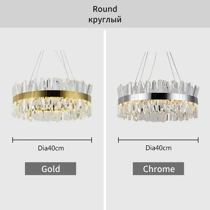 Modern gold crystal led pendant chandelier for dining room