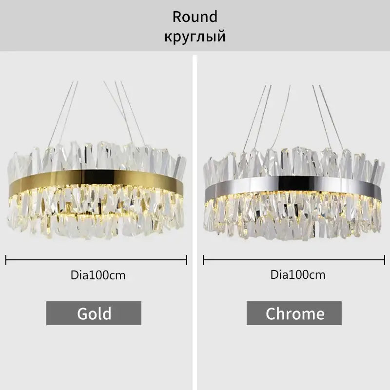 Modern gold crystal led pendant chandelier for dining room