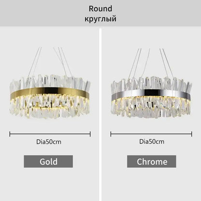 Modern gold crystal led pendant chandelier for dining room
