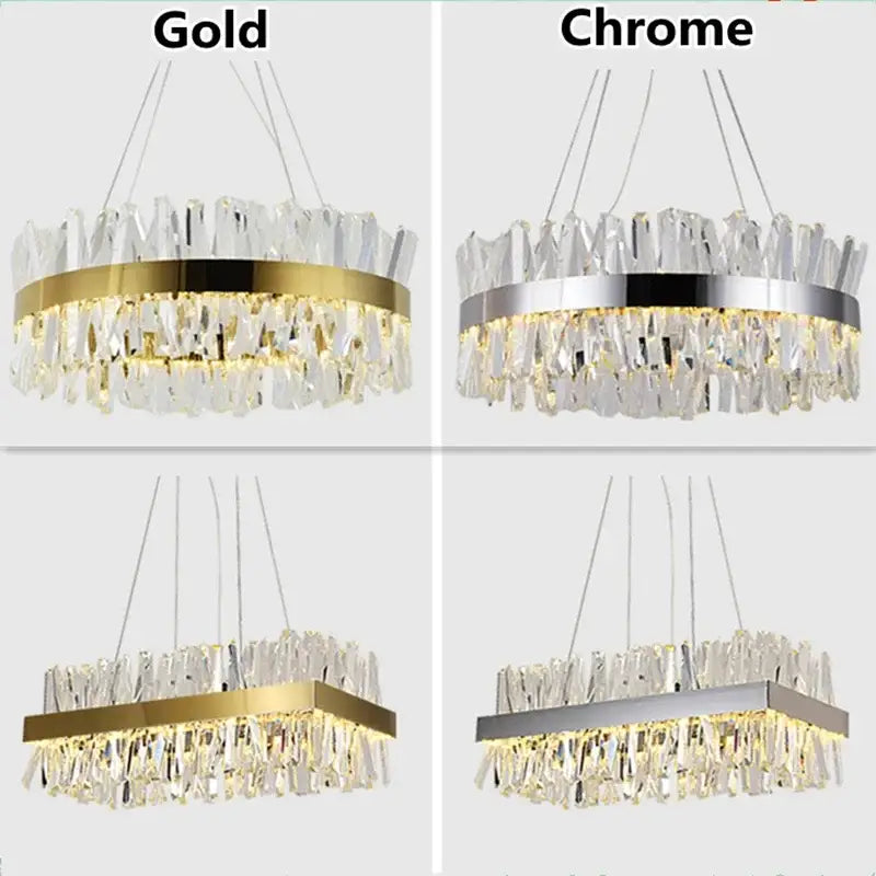 Modern gold crystal led pendant chandelier for dining room