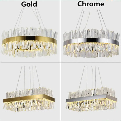 Modern gold crystal led pendant chandelier for dining room