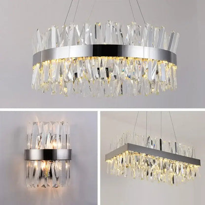Modern gold crystal led pendant chandelier for dining room