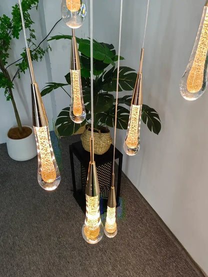 Modern gold crystal led pendant chandelier living room light