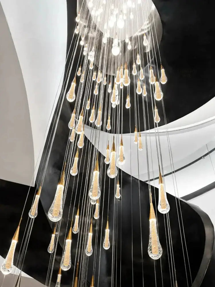 Modern gold crystal led pendant chandelier living room light